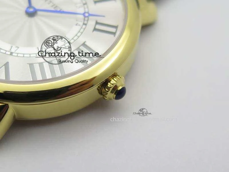 ZeroBulk Ronde Louis Cartier YG UT Best Edition White Dial On Black Leather Strap 6339