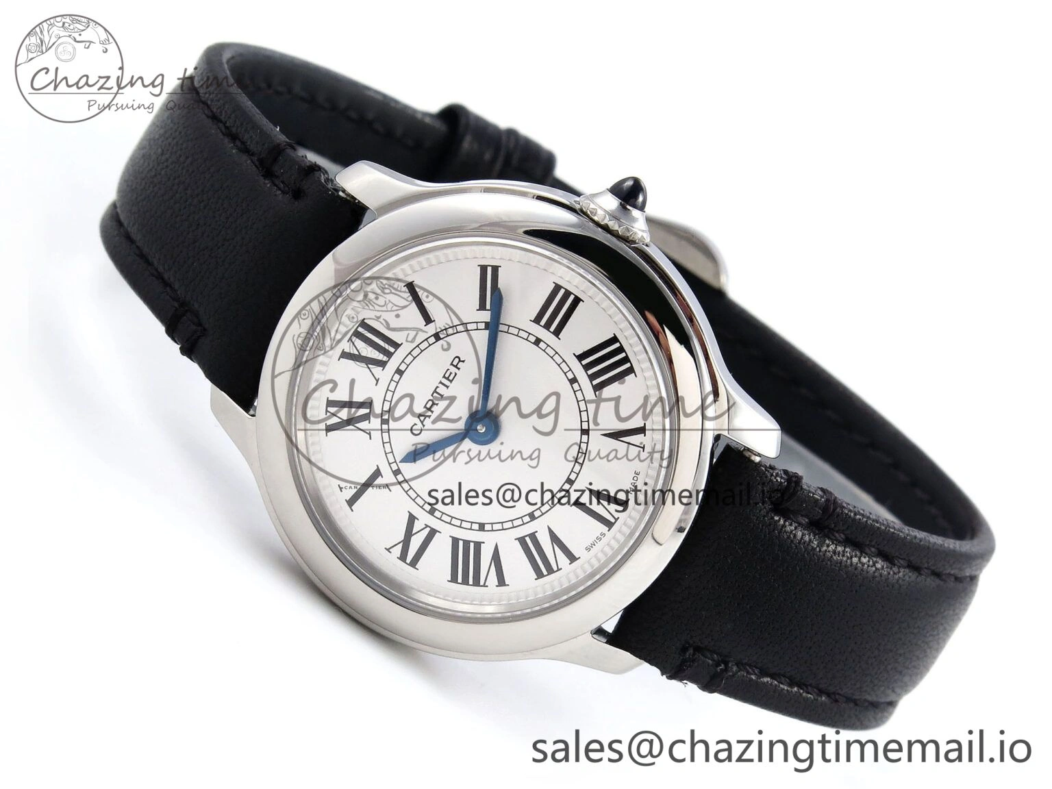 Ronde Must 29mm SS AF 1:1 Best Edition White Dial on Black Leather Strap Ronda Quartz AllSeason 5889