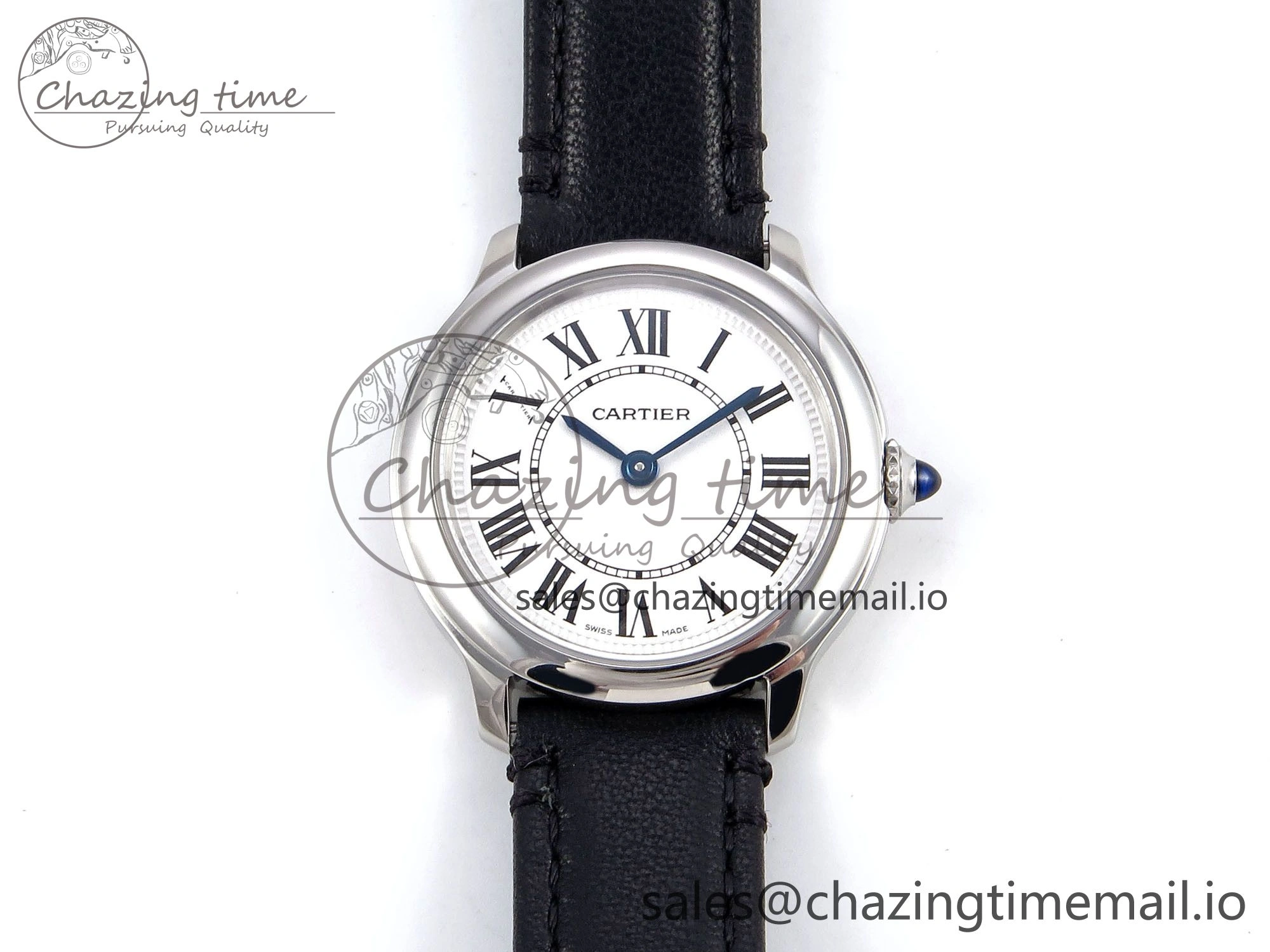 Ronde Must 29mm SS AF 1:1 Best Edition White Dial on Black Leather Strap Ronda Quartz AllSeason 5889