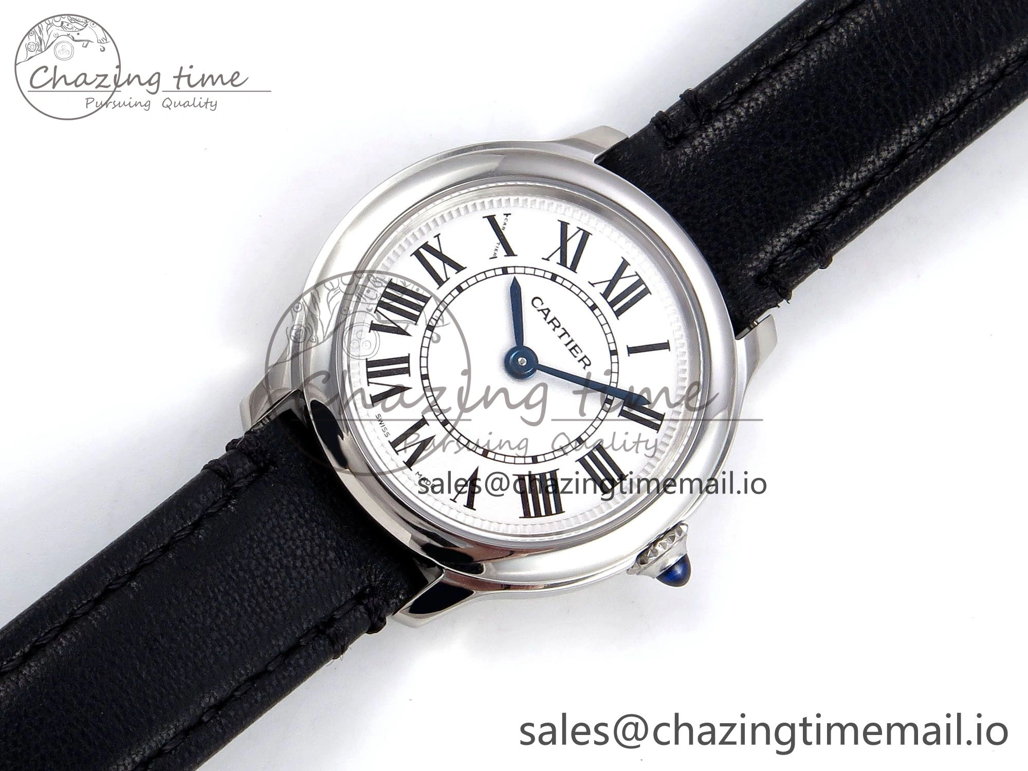 Ronde Must 29mm SS AF 1:1 Best Edition White Dial on Black Leather Strap Ronda Quartz AllSeason 5889