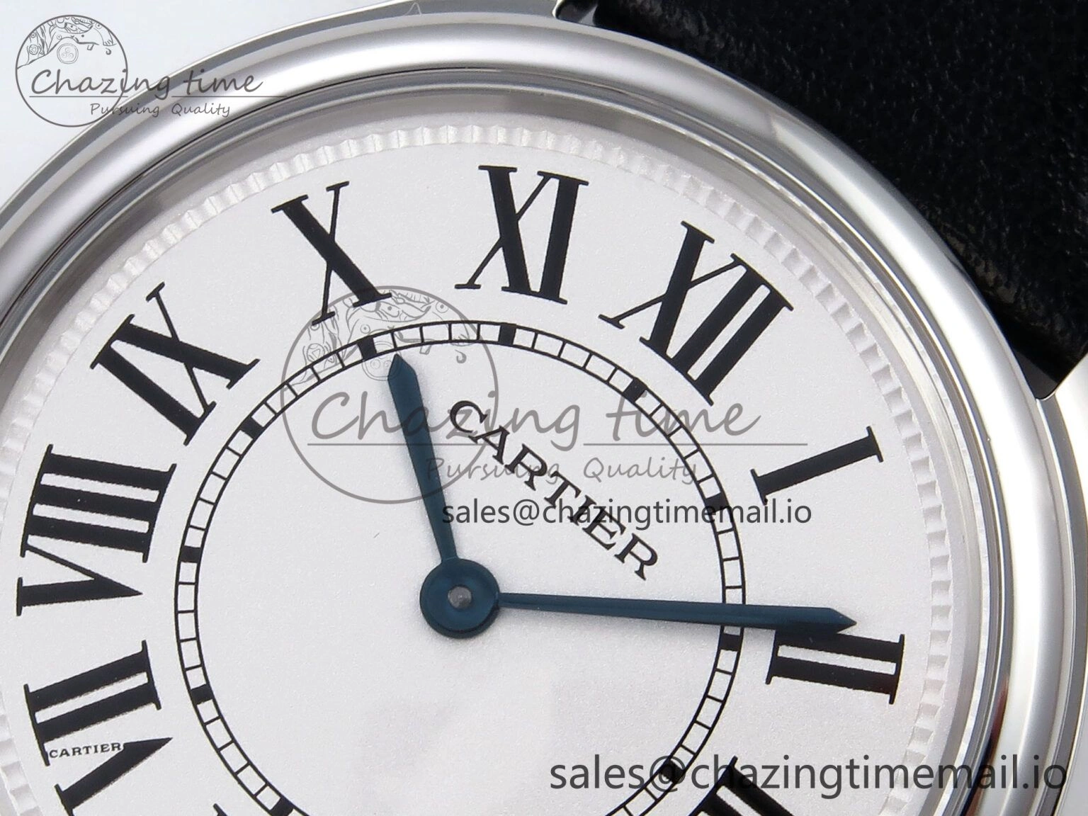 Durable Ronde Must De Cartier 36mm DRF 1:1 Best Edition Sandblasted Silver-Plated White Dial on Black Leather Strap Ronda Quartz 5868