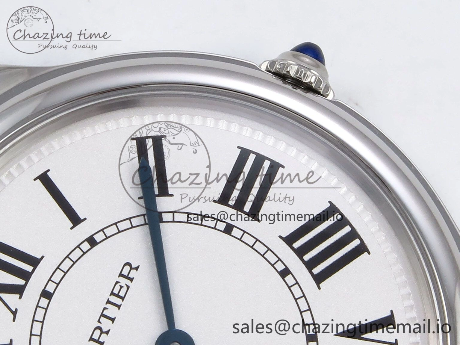 Durable Ronde Must De Cartier 36mm DRF 1:1 Best Edition Sandblasted Silver-Plated White Dial on Black Leather Strap Ronda Quartz 5868