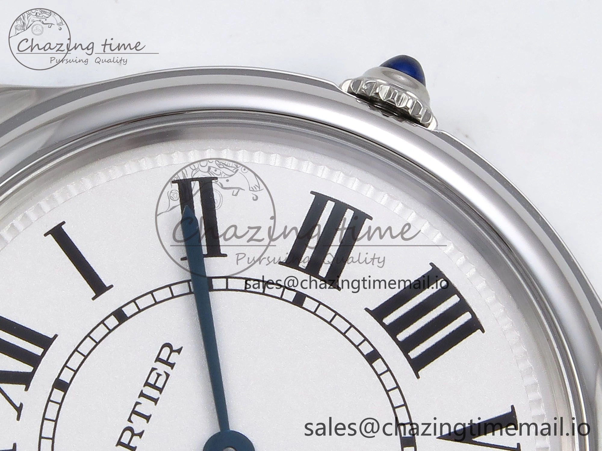 Durable Ronde Must De Cartier 36mm DRF 1:1 Best Edition Sandblasted Silver-Plated White Dial on Black Leather Strap Ronda Quartz 5868