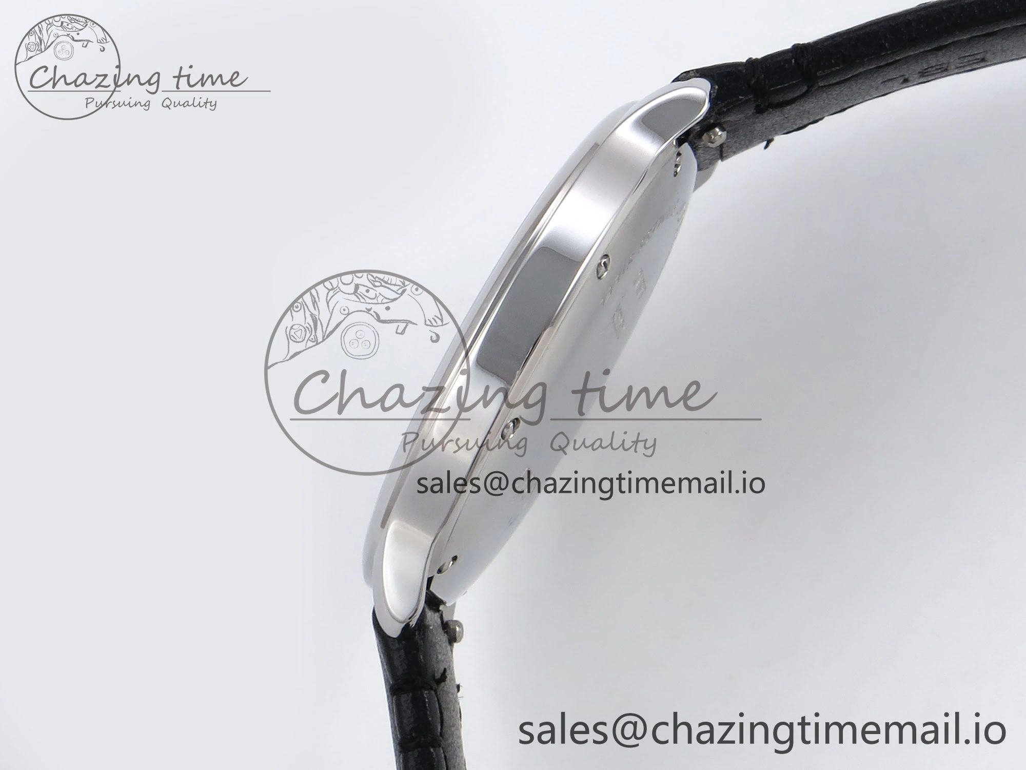 Durable Ronde Must De Cartier 36mm DRF 1:1 Best Edition Sandblasted Silver-Plated White Dial on Black Leather Strap Ronda Quartz 5868