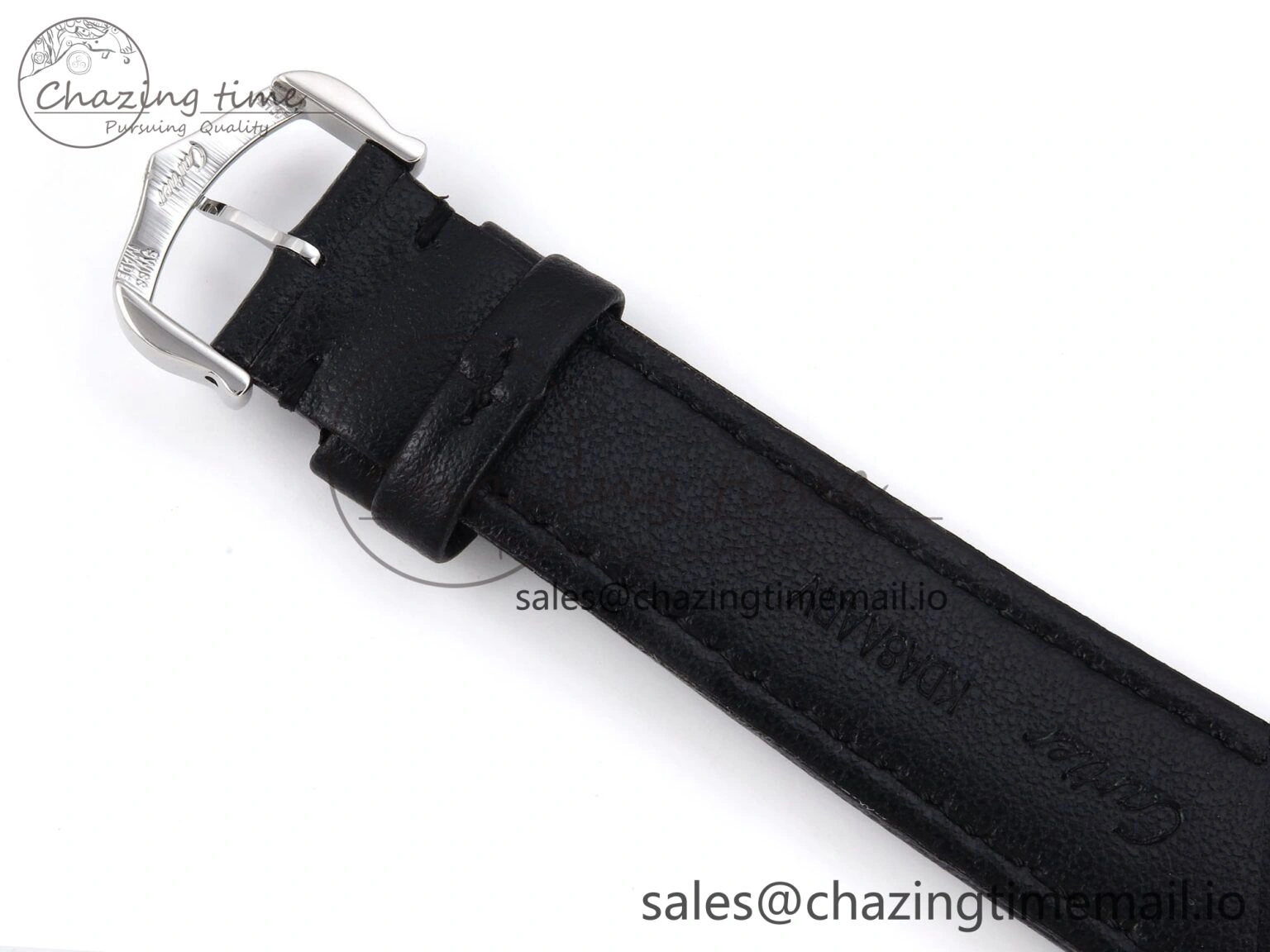 Durable Ronde Must De Cartier 36mm DRF 1:1 Best Edition Sandblasted Silver-Plated White Dial on Black Leather Strap Ronda Quartz 5868