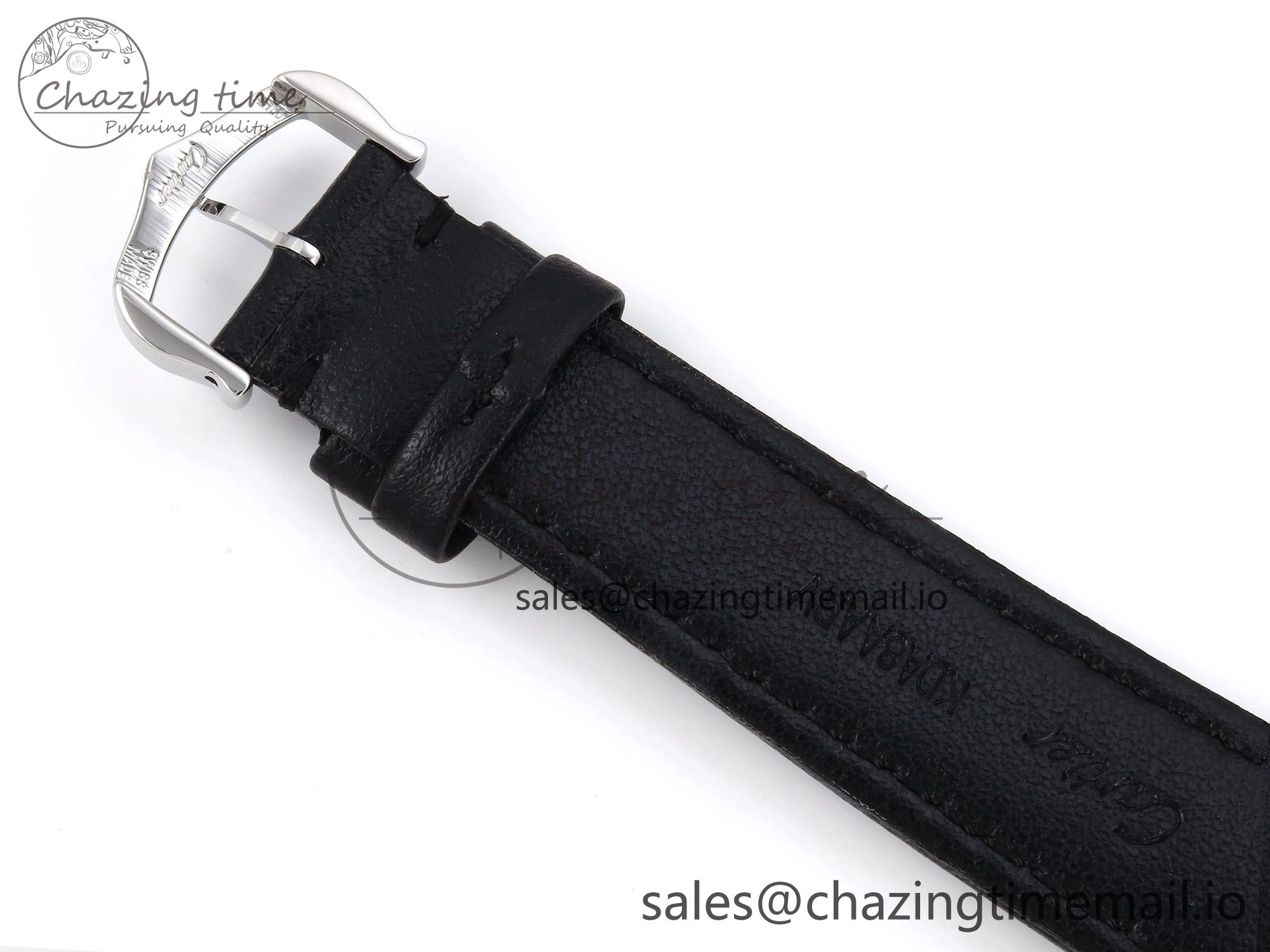 Durable Ronde Must De Cartier 36mm DRF 1:1 Best Edition Sandblasted Silver-Plated White Dial on Black Leather Strap Ronda Quartz 5868
