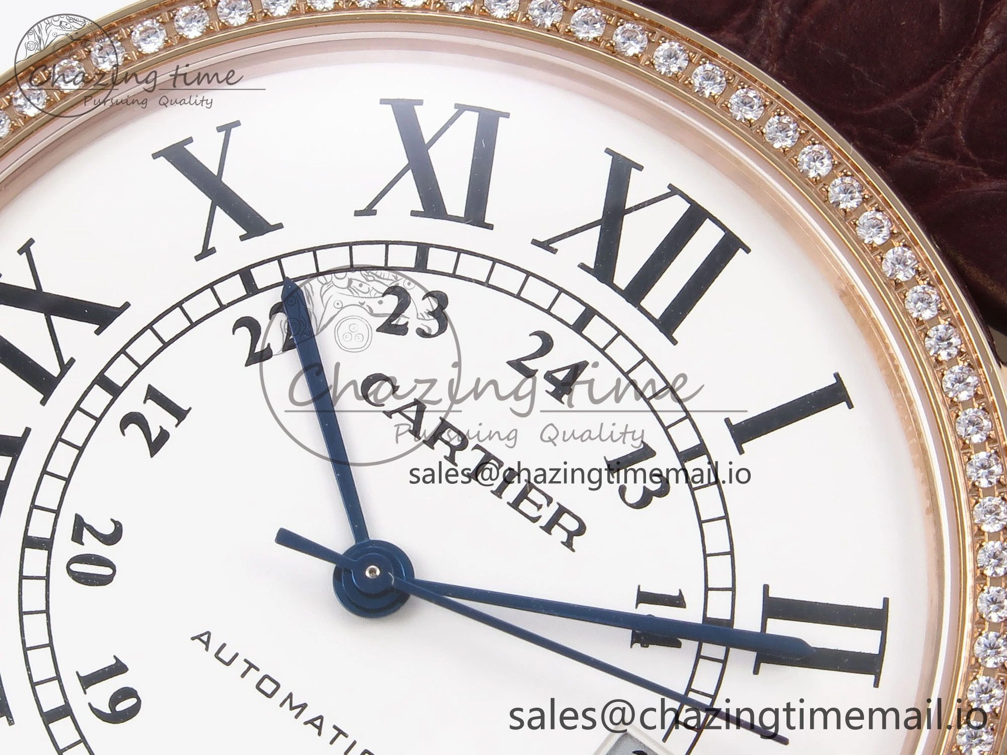 Ronde Solo 42mm RG AF 1:1 Best Edition White Dial Diamonds Bezel on Brown Black Strap MIYOTA Casual 5878