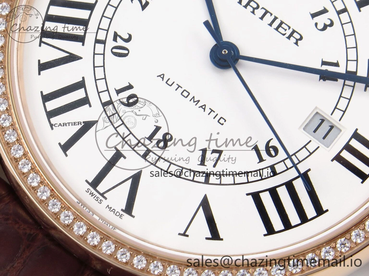 Ronde Solo 42mm RG AF 1:1 Best Edition White Dial Diamonds Bezel on Brown Black Strap MIYOTA Casual 5878