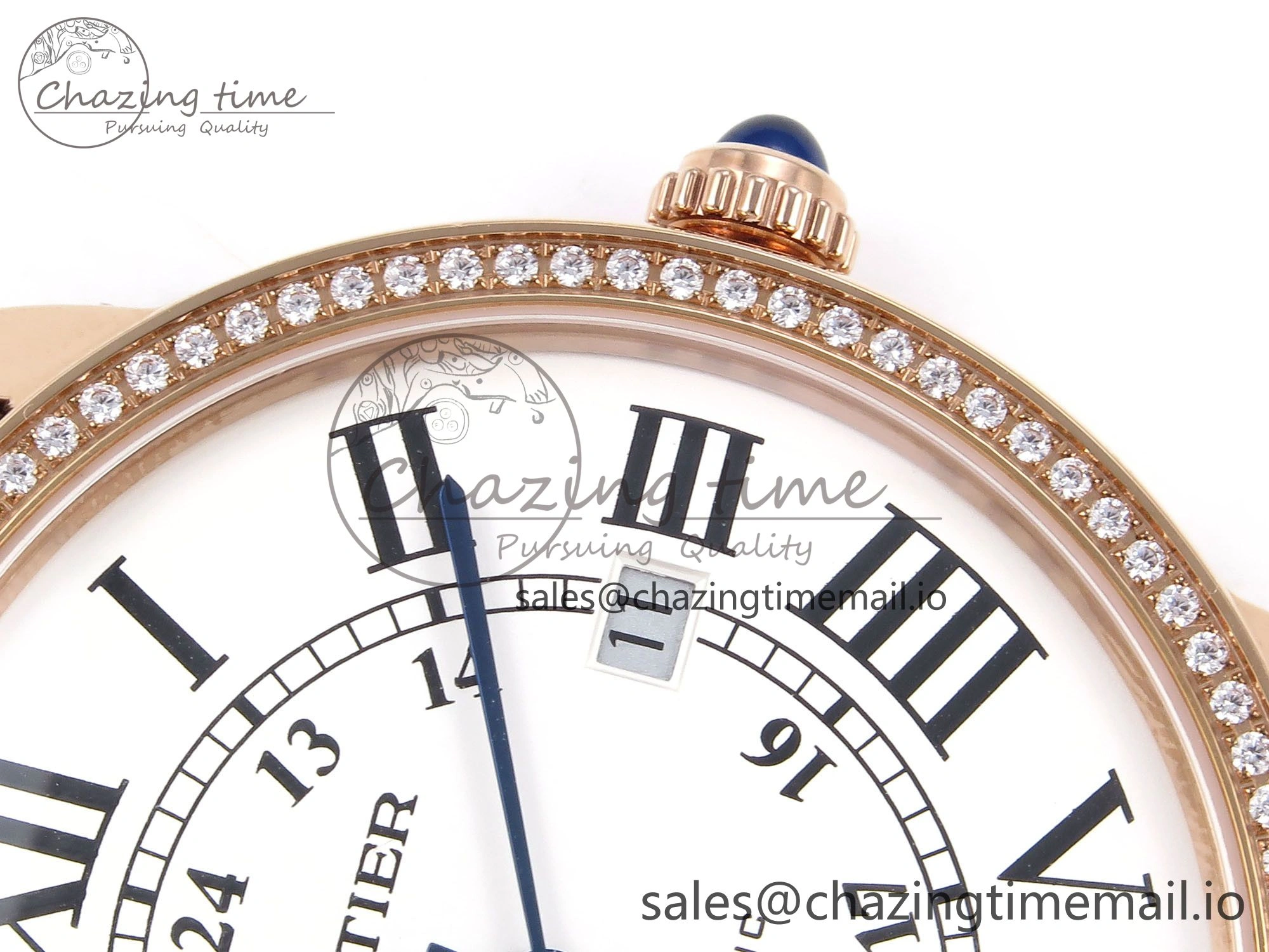 Ronde Solo 42mm RG AF 1:1 Best Edition White Dial Diamonds Bezel on Brown Black Strap MIYOTA Casual 5878
