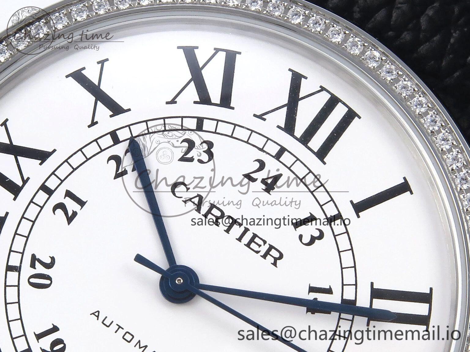 Ronde Solo 42mm SS AF 1:1 Best Edition White Dial Diamonds Bezel on Black Black Strap MIYOTA RelaxedFit 5880