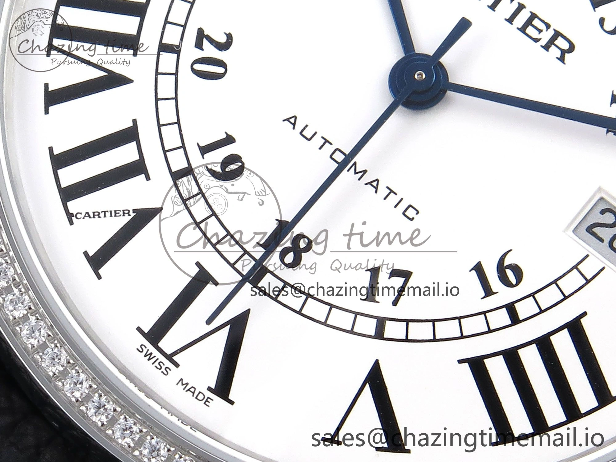 Ronde Solo 42mm SS AF 1:1 Best Edition White Dial Diamonds Bezel on Black Black Strap MIYOTA RelaxedFit 5880