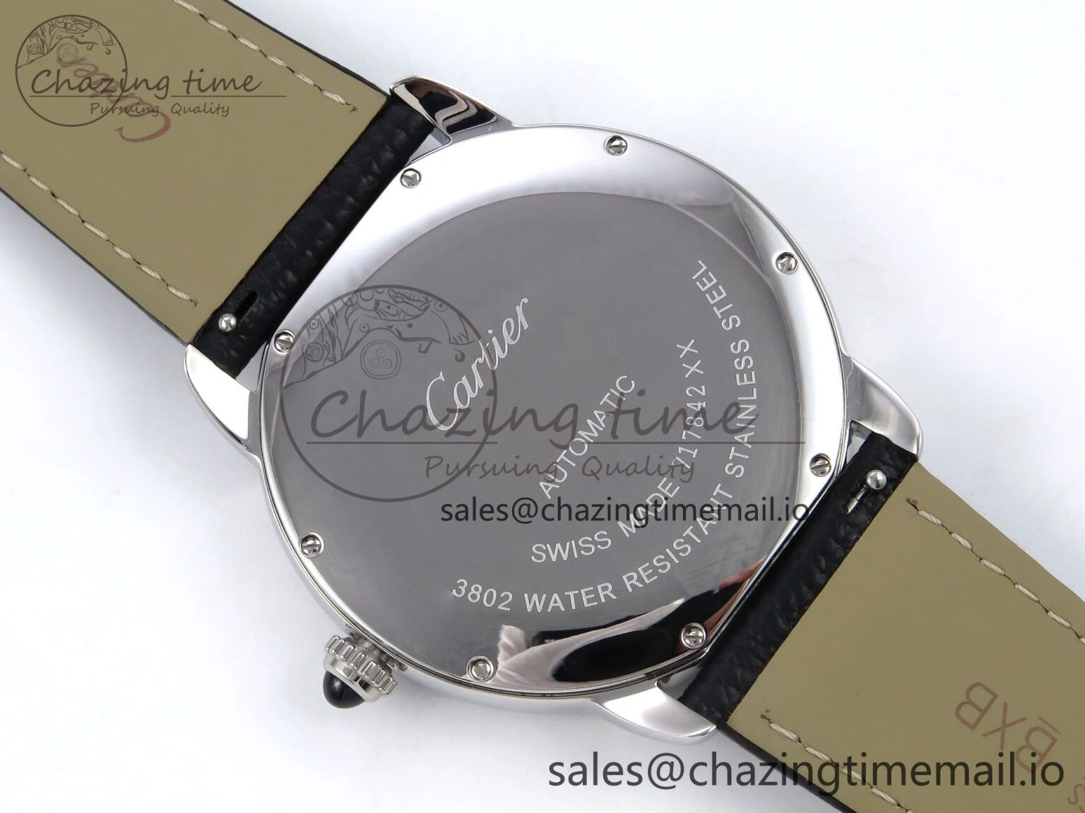 Ronde Solo 42mm SS AF 1:1 Best Edition White Dial Diamonds Bezel on Black Black Strap MIYOTA RelaxedFit 5880