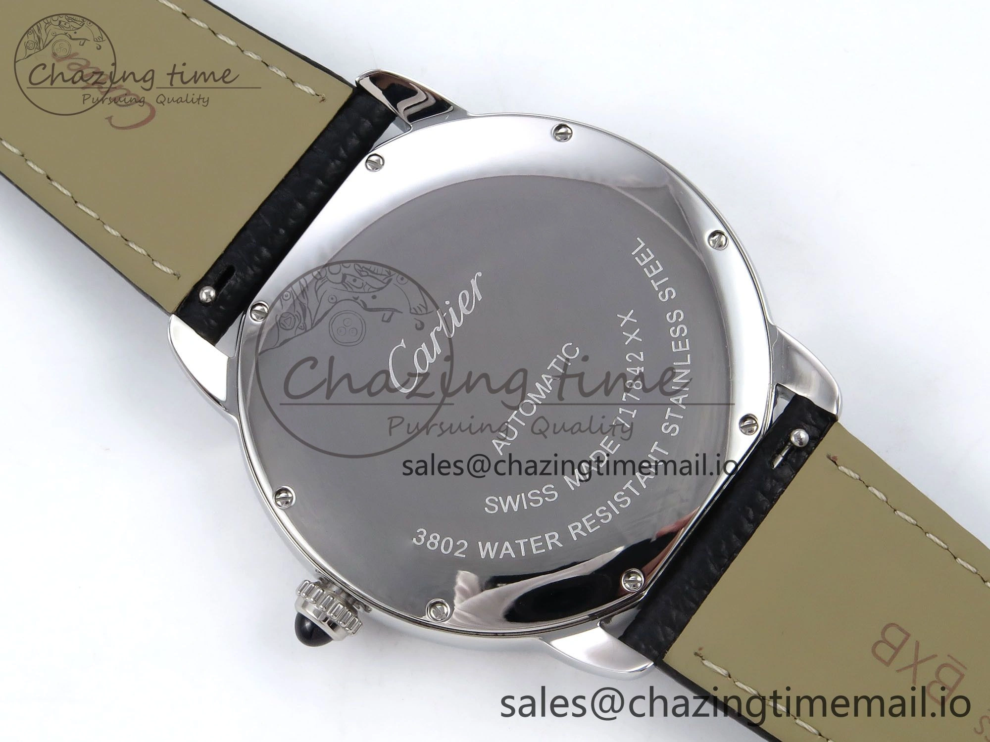 Ronde Solo 42mm SS AF 1:1 Best Edition White Dial Diamonds Bezel on Black Black Strap MIYOTA RelaxedFit 5880