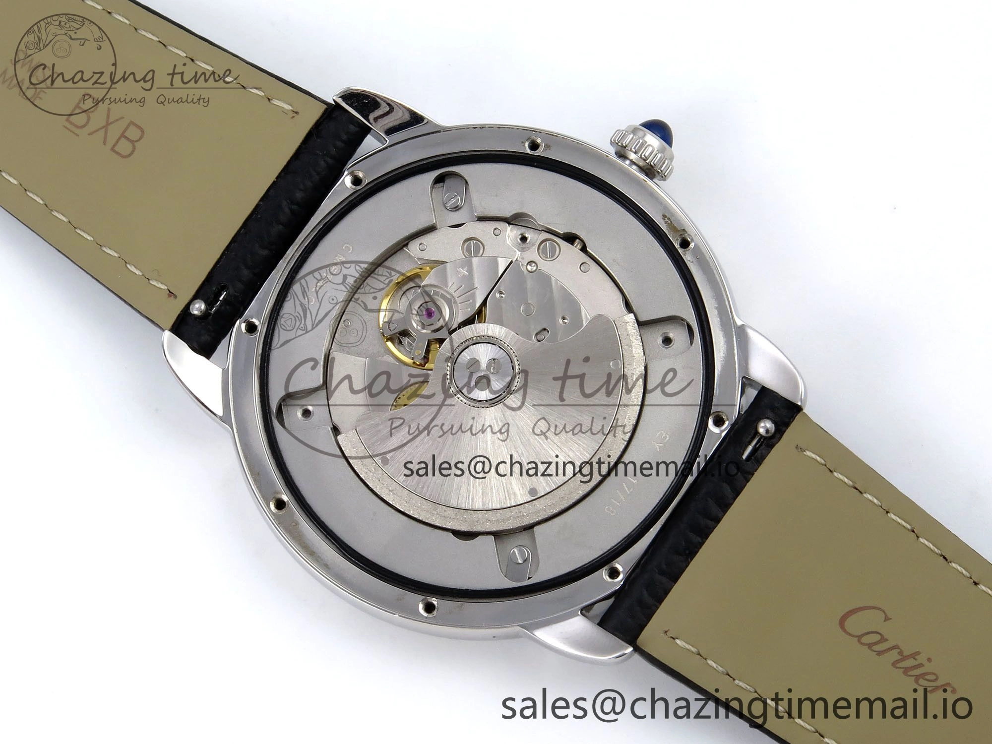 Ronde Solo 42mm SS AF 1:1 Best Edition White Dial Diamonds Bezel on Black Black Strap MIYOTA RelaxedFit 5880