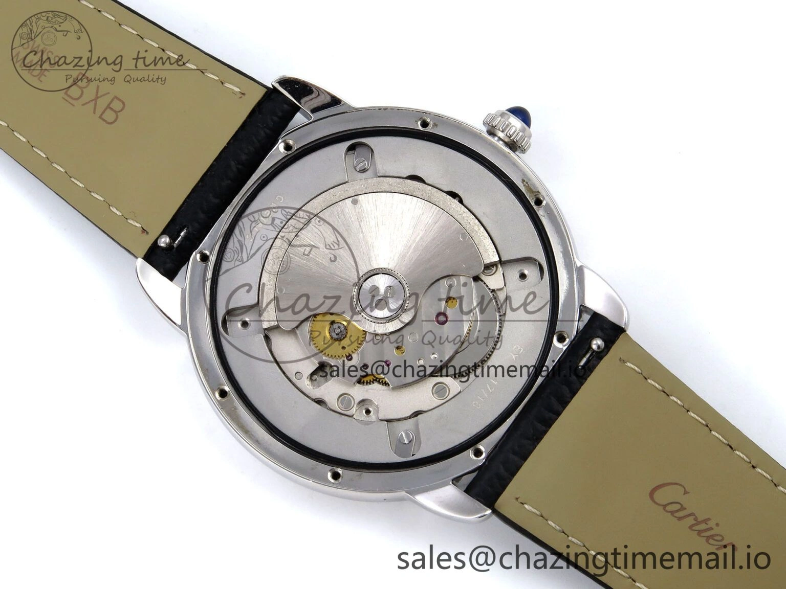 Ronde Solo 42mm SS AF 1:1 Best Edition White Dial Diamonds Bezel on Black Black Strap MIYOTA RelaxedFit 5880