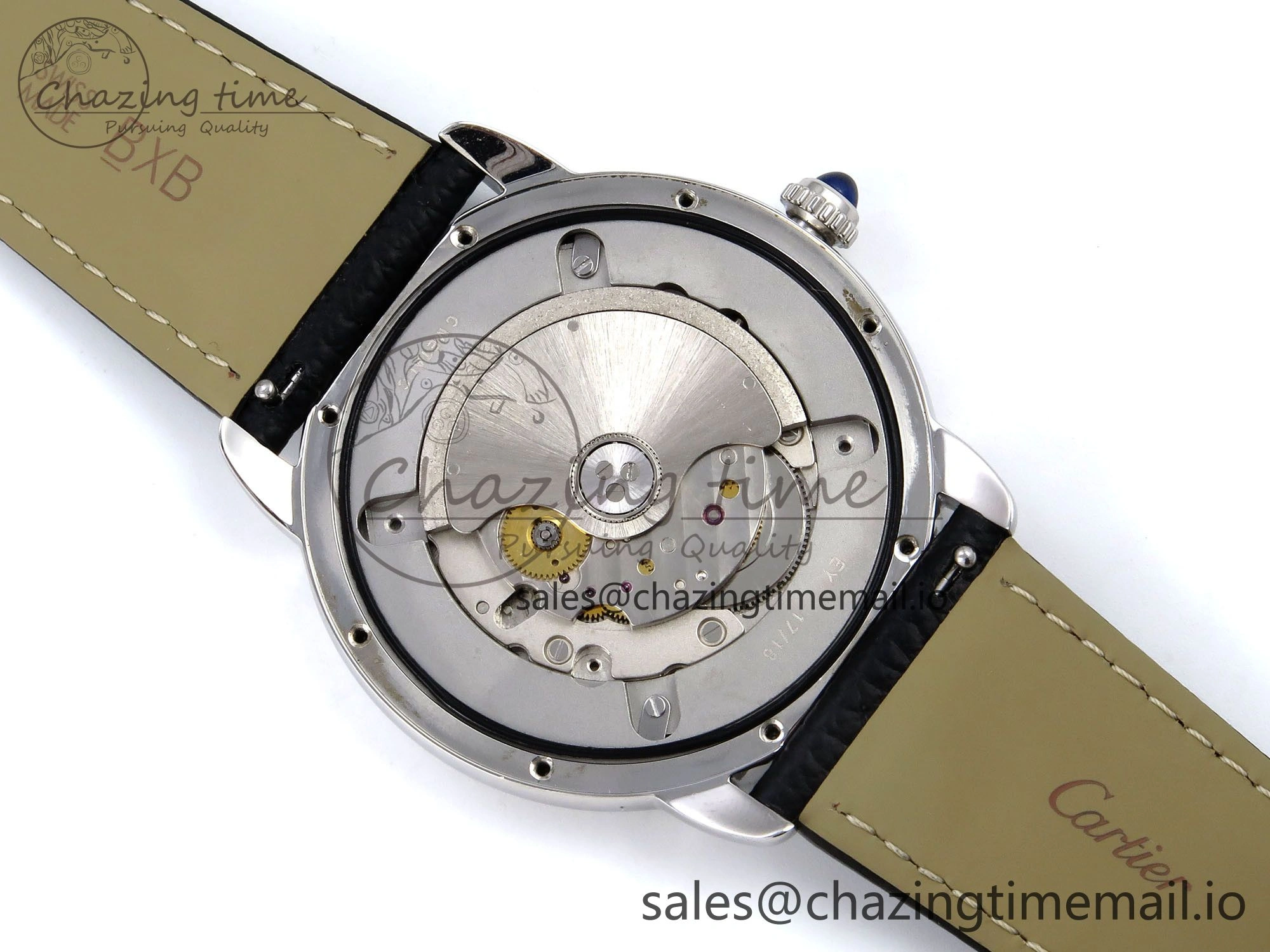 Ronde Solo 42mm SS AF 1:1 Best Edition White Dial Diamonds Bezel on Black Black Strap MIYOTA RelaxedFit 5880