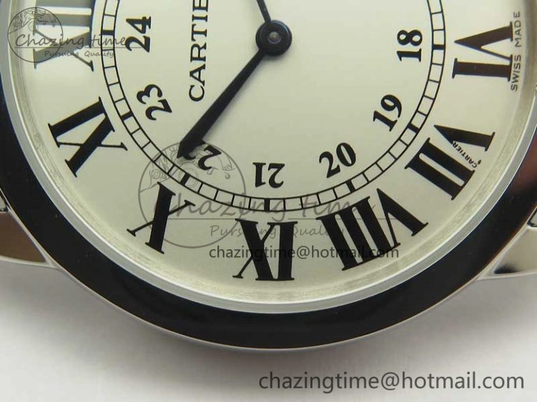 MoistureWicking Ronde Solo De Cartier 36mm SS K11 Maker White Dial on Black Crocodile Strap Ronda Quartz 6190