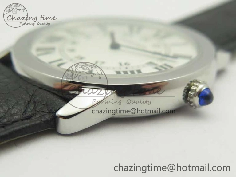 MoistureWicking Ronde Solo De Cartier 36mm SS K11 Maker White Dial on Black Crocodile Strap Ronda Quartz 6190