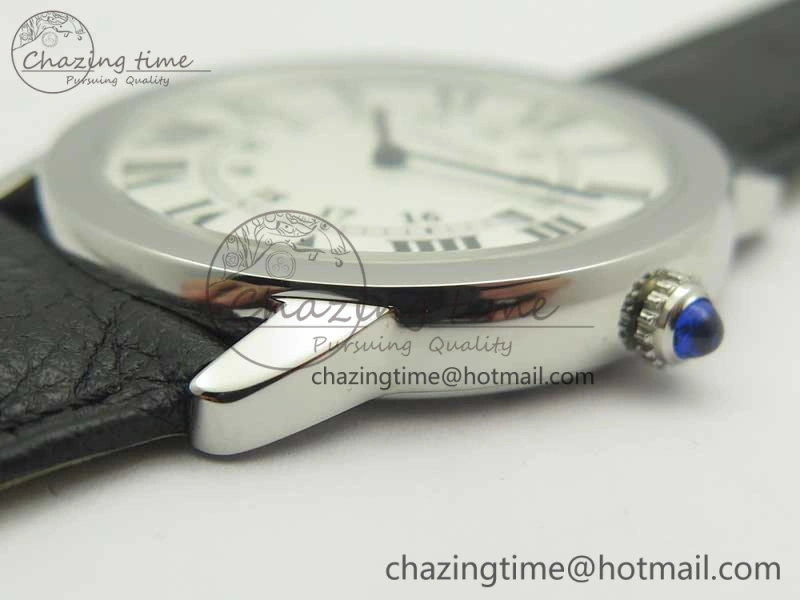 MoistureWicking Ronde Solo De Cartier 36mm SS K11 Maker White Dial on Black Crocodile Strap Ronda Quartz 6190
