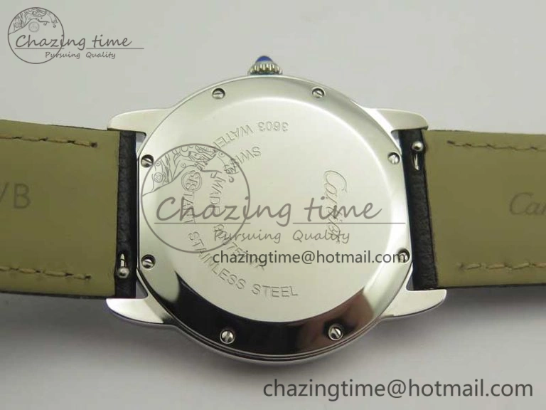 MoistureWicking Ronde Solo De Cartier 36mm SS K11 Maker White Dial on Black Crocodile Strap Ronda Quartz 6190