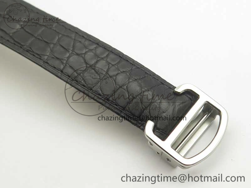 MoistureWicking Ronde Solo De Cartier 36mm SS K11 Maker White Dial on Black Crocodile Strap Ronda Quartz 6190