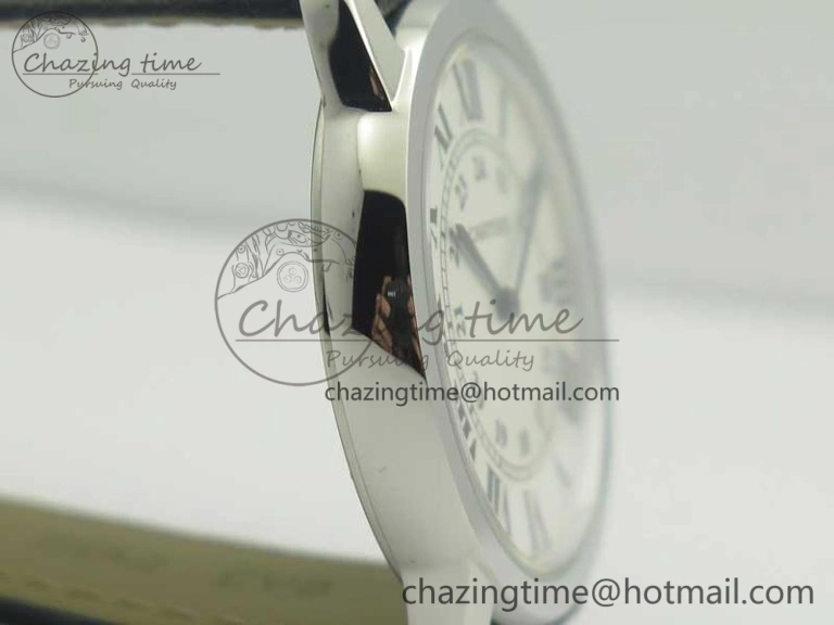 MoistureWicking Ronde Solo De Cartier 36mm SS K11 Maker White Dial on Black Crocodile Strap Ronda Quartz 6190