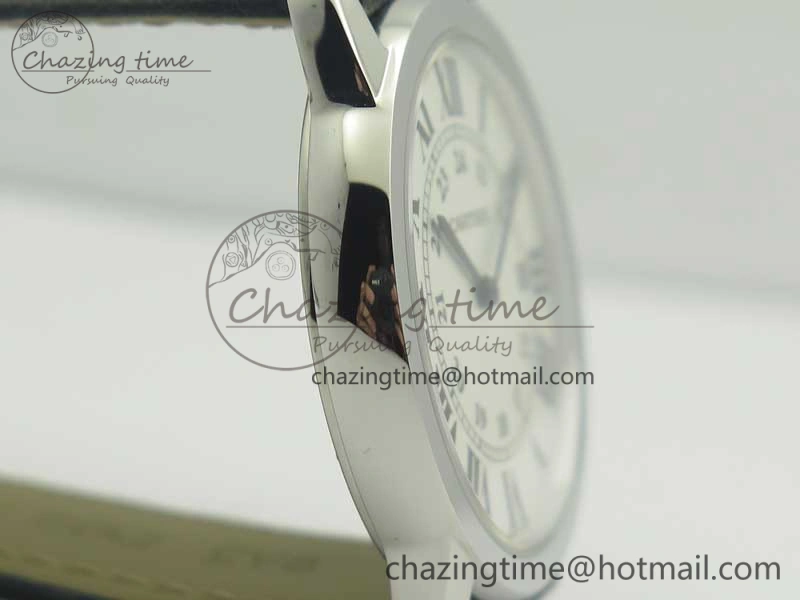 MoistureWicking Ronde Solo De Cartier 36mm SS K11 Maker White Dial on Black Crocodile Strap Ronda Quartz 6190
