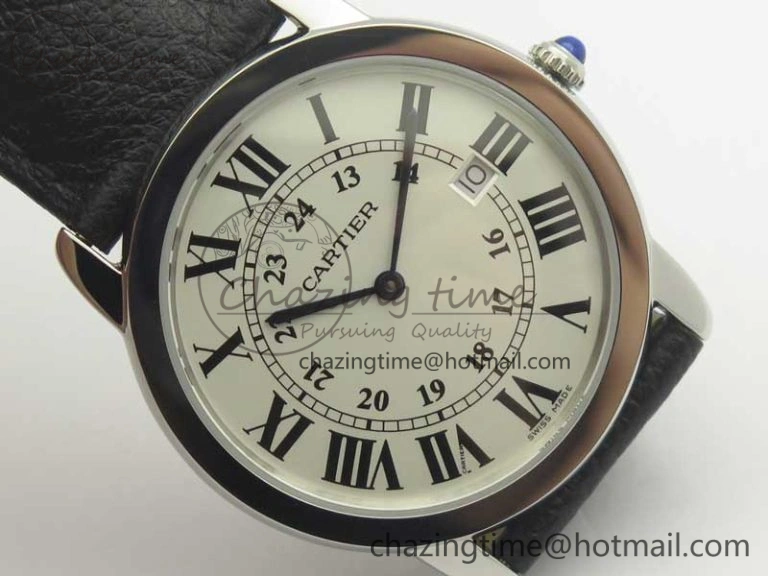 MoistureWicking Ronde Solo De Cartier 36mm SS K11 Maker White Dial on Black Crocodile Strap Ronda Quartz 6190