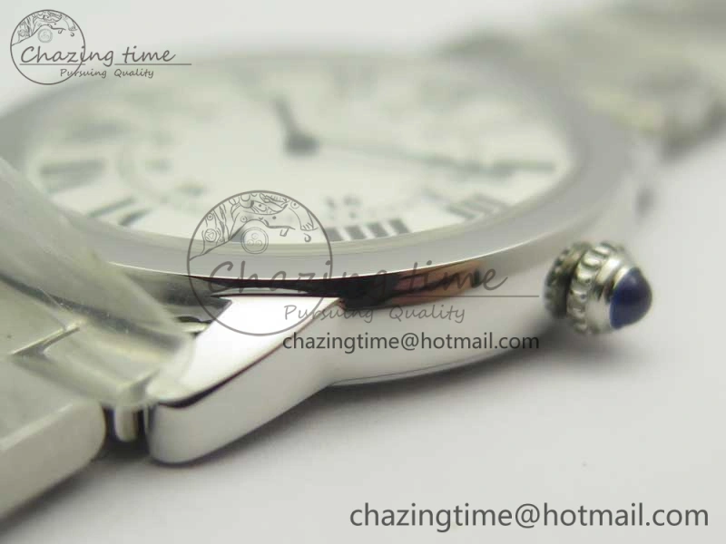Affordable Ronde Solo De Cartier 36mm SS K11 Maker White Dial on SS Bracelet Ronda Quartz 10664