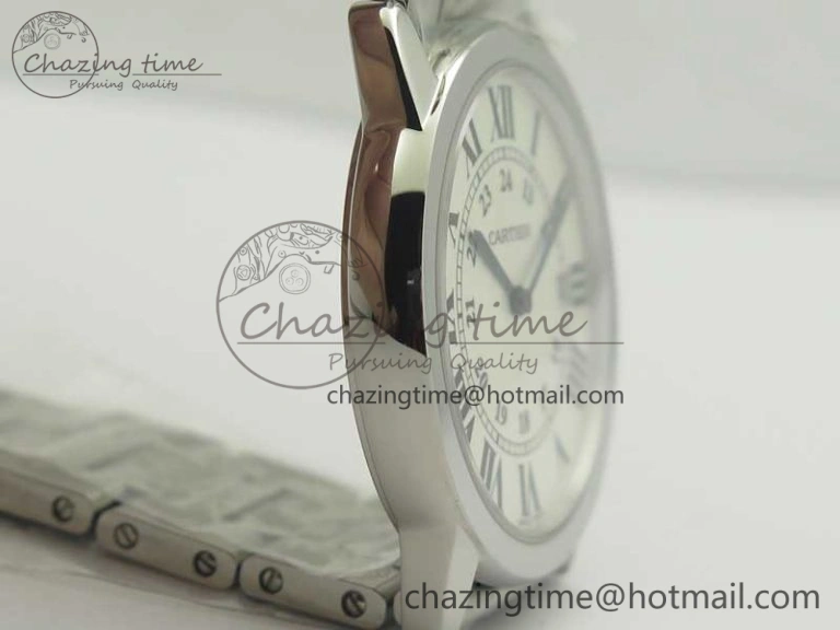 Affordable Ronde Solo De Cartier 36mm SS K11 Maker White Dial on SS Bracelet Ronda Quartz 10664