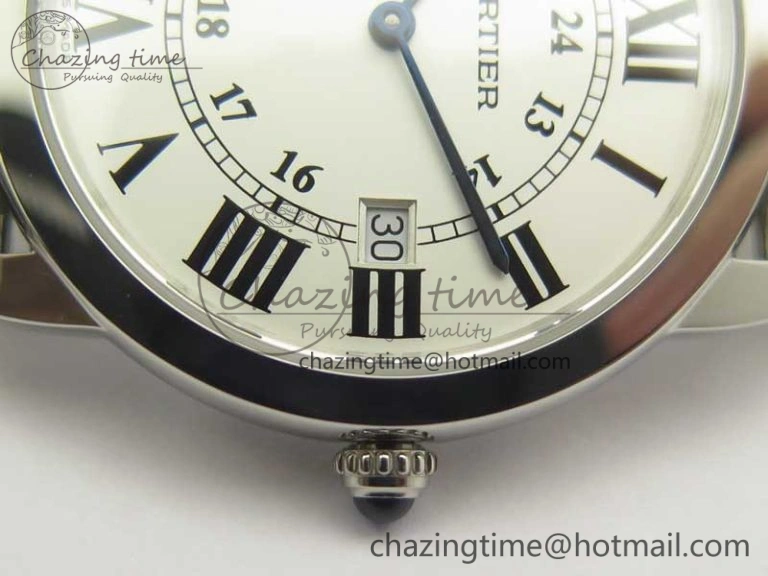 Affordable Ronde Solo De Cartier 36mm SS K11 Maker White Dial on SS Bracelet Ronda Quartz 10664