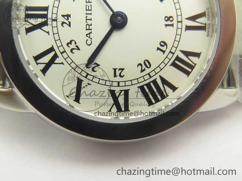 Ronde Solo de Cartier 29.5mm K11 1:1 Best Edition White Dial on SS Bracelet Ronda Quartz StreetReady 10685
