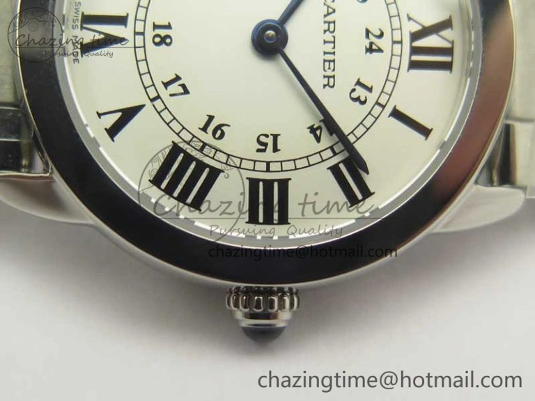 Ronde Solo de Cartier 29.5mm K11 1:1 Best Edition White Dial on SS Bracelet Ronda Quartz StreetReady 10685
