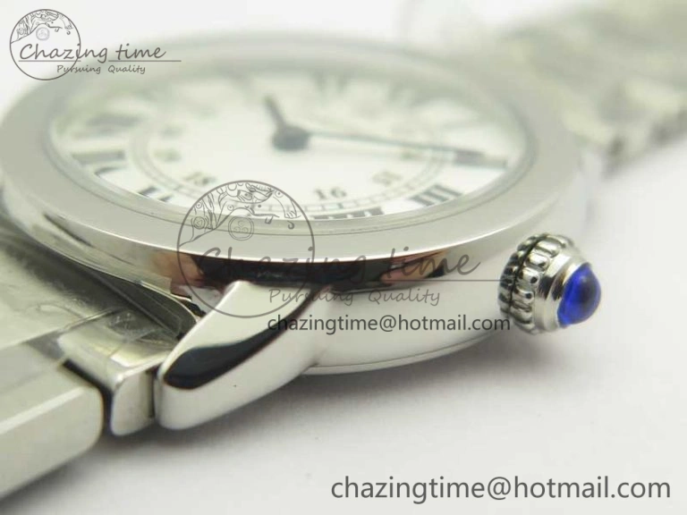 Ronde Solo de Cartier 29.5mm K11 1:1 Best Edition White Dial on SS Bracelet Ronda Quartz StreetReady 10685