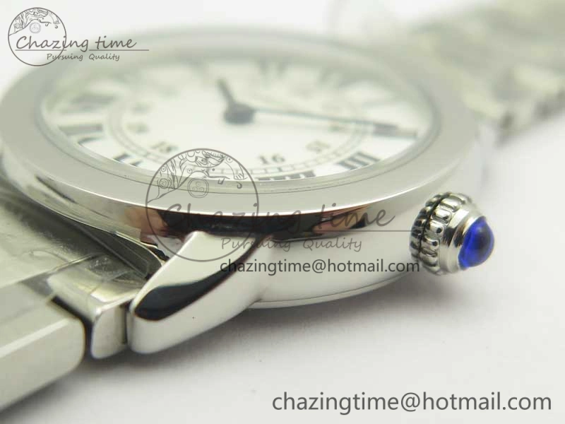 Ronde Solo de Cartier 29.5mm K11 1:1 Best Edition White Dial on SS Bracelet Ronda Quartz StreetReady 10685
