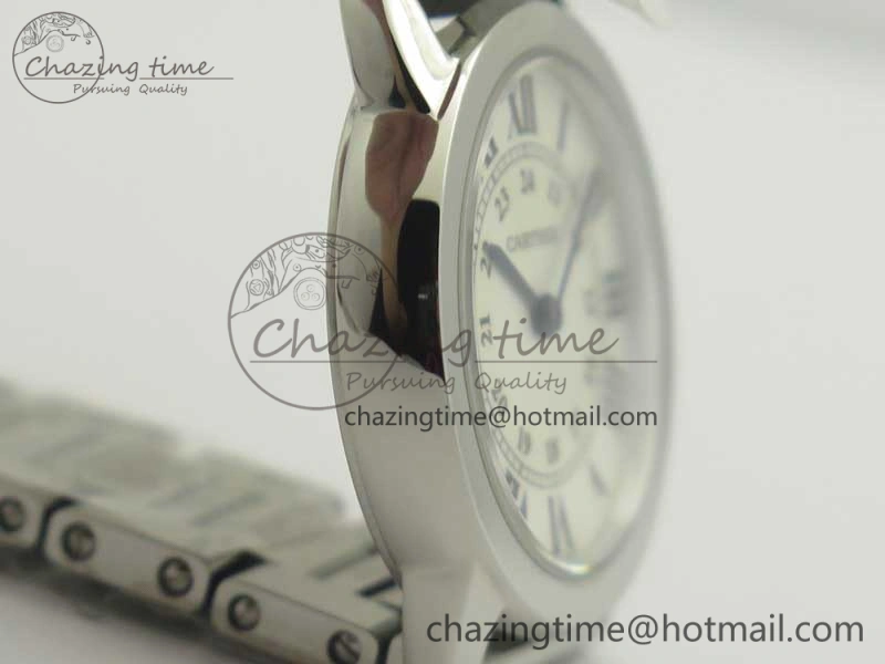 Ronde Solo de Cartier 29.5mm K11 1:1 Best Edition White Dial on SS Bracelet Ronda Quartz StreetReady 10685