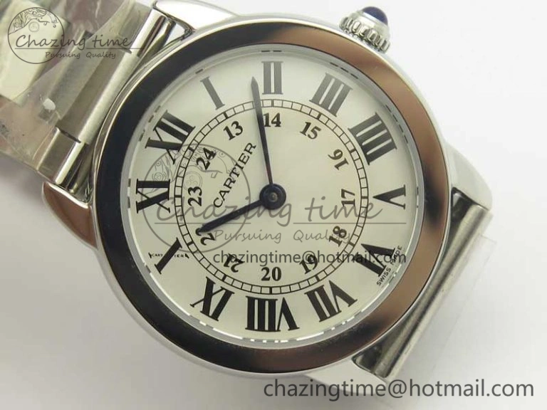 Ronde Solo de Cartier 29.5mm K11 1:1 Best Edition White Dial on SS Bracelet Ronda Quartz StreetReady 10685