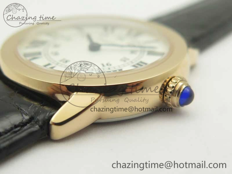 Sleek Ronde Solo de Cartier 29.5mm RG K11 1:1 Best Edition White Dial on Croco Leather Strap Ronda Quartz 6212