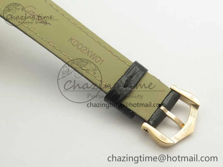 Sleek Ronde Solo de Cartier 29.5mm RG K11 1:1 Best Edition White Dial on Croco Leather Strap Ronda Quartz 6212