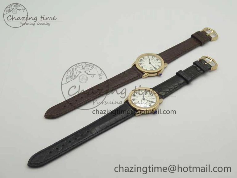 Sleek Ronde Solo de Cartier 29.5mm RG K11 1:1 Best Edition White Dial on Croco Leather Strap Ronda Quartz 6212