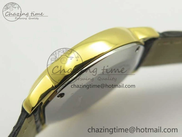 Ronde Solo de Cartier 29.5mm YG Dia K11 1:1 Best Edition White Dial on Black Croco Leather Strap Ronda Quartz EyeCatching 6211