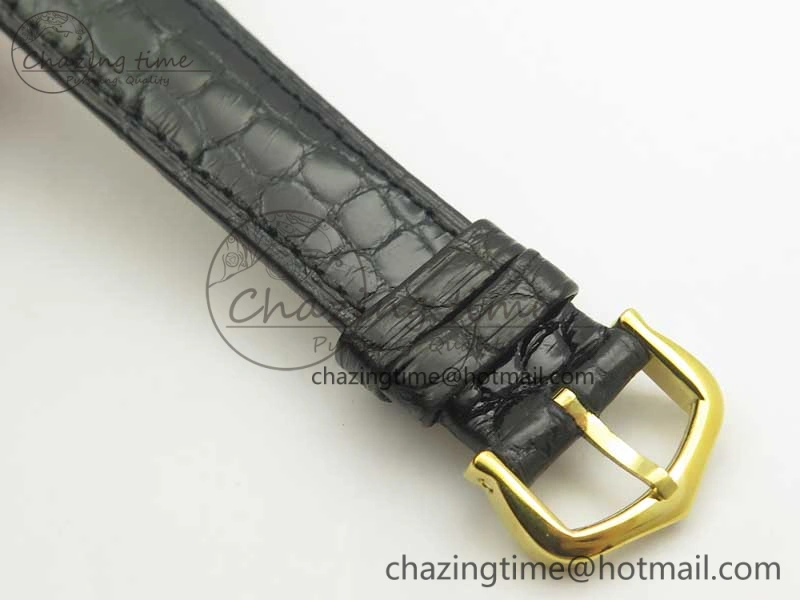 Ronde Solo de Cartier 29.5mm YG Dia K11 1:1 Best Edition White Dial on Black Croco Leather Strap Ronda Quartz EyeCatching 6211