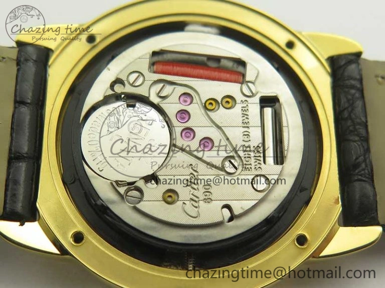 Ronde Solo de Cartier 29.5mm YG Dia K11 1:1 Best Edition White Dial on Black Croco Leather Strap Ronda Quartz EyeCatching 6211