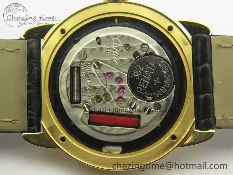 Ronde Solo de Cartier 29.5mm YG Dia K11 1:1 Best Edition White Dial on Black Croco Leather Strap Ronda Quartz EyeCatching 6211