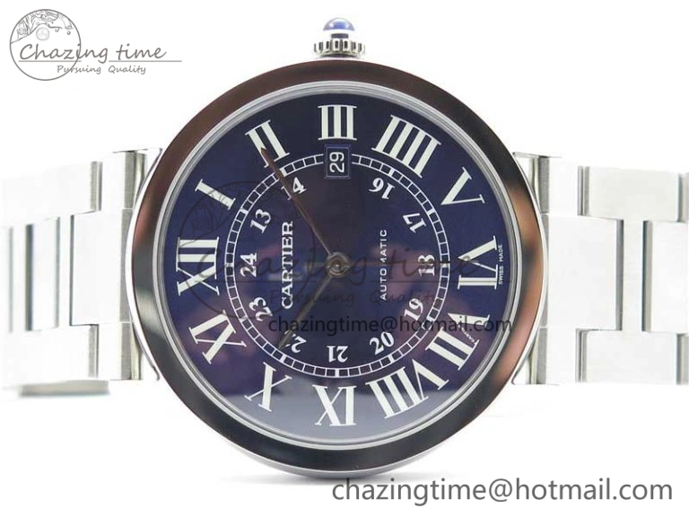 Ronde Solo de Cartier 42mm AF 1:1 Best Edition Blue Dial on SS Bracelet MIYOTA RelaxedFit 6113