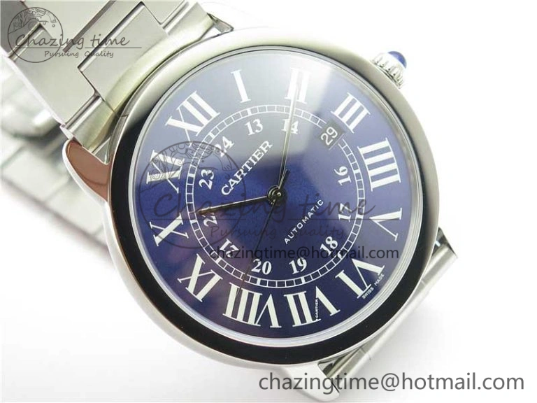 Ronde Solo de Cartier 42mm AF 1:1 Best Edition Blue Dial on SS Bracelet MIYOTA RelaxedFit 6113