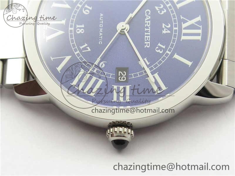 Ronde Solo de Cartier 42mm AF 1:1 Best Edition Blue Dial on SS Bracelet MIYOTA RelaxedFit 6113