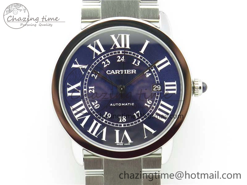Ronde Solo de Cartier 42mm AF 1:1 Best Edition Blue Dial on SS Bracelet MIYOTA RelaxedFit 6113
