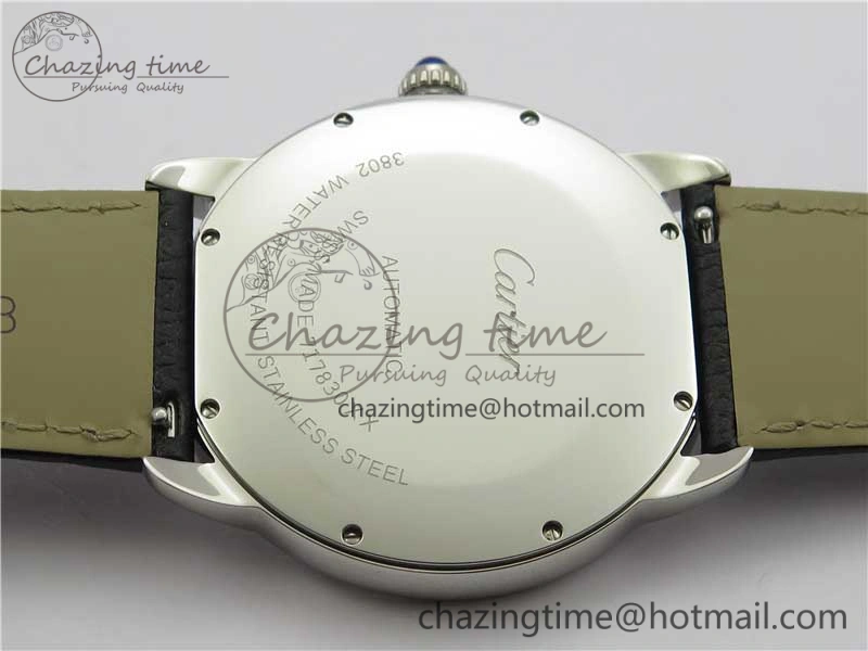 Ronde Solo de Cartier 42mm AF 1:1 Best Edition White Dial on Black Croco Leather Strap MIYOTA Compact 6119