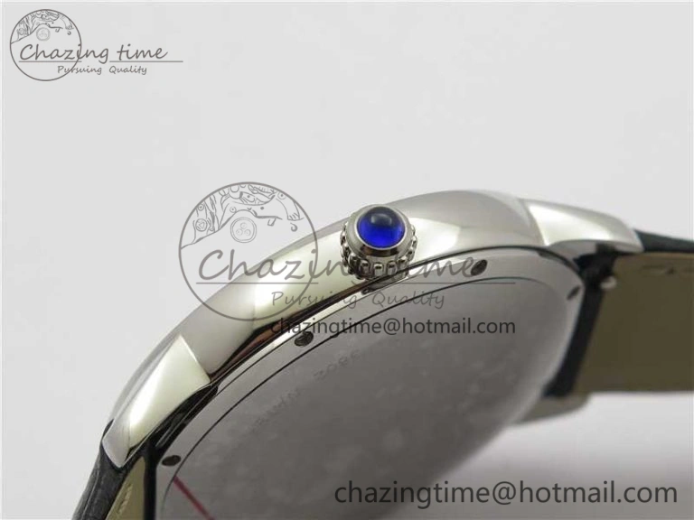 Bright Ronde Solo de Cartier 42mm AF 1:1 Best Edition White Dial on Black Leather Strap MIYOTA 6118